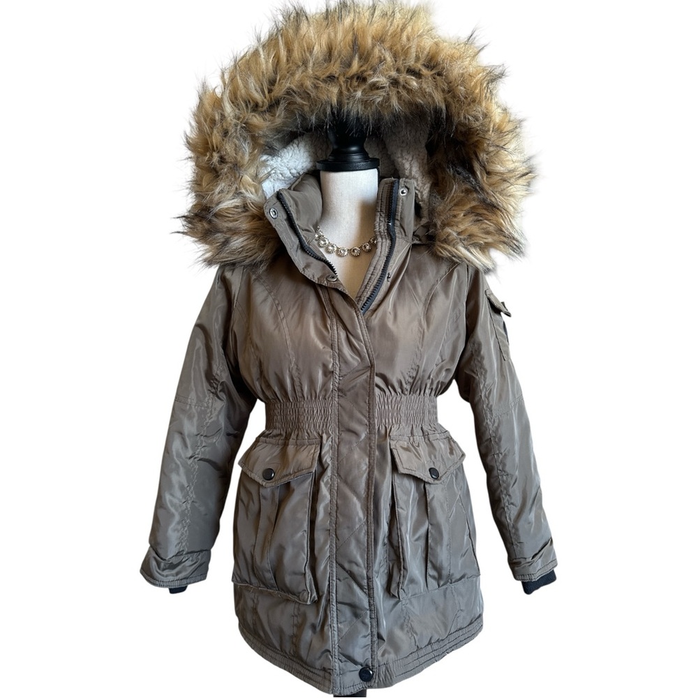 Madden Girl Army GreenFaux Fur Hooded Puffer Parka | Girls Size Medium (10/12)